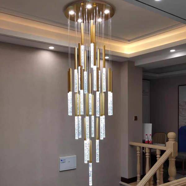 Hotel Corridor Staircase Crystal Stick Pendant Light Balcony Hallway Hanging Fixtures