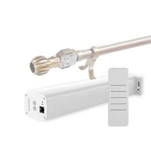 Motorized System Electric Roman Rod Curtain Track Set White Color