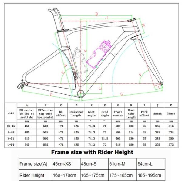 T800 High Modulus Carbon Road Bike Frame 48cm Holographic XL SIZE