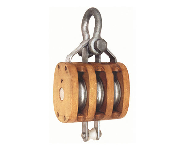 JTWP-B3 Regular Wood Pulley Triple Wheel and Shackle for Durable and Versatile Mechanical Lifting Devices