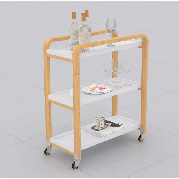 Buy White MDF Movable Dining Table With Wheel Assembled package at wholesale prices