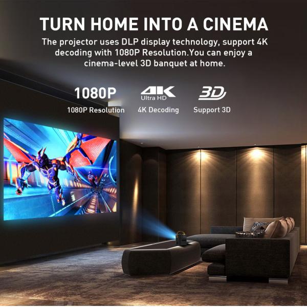 Flyin P12 1080P Max 4K Mini Projector 9000mAh Battery Outdoor Video 400 ANSI Lumens Android 9 2GB/16GB DLP Link 3D Proyector