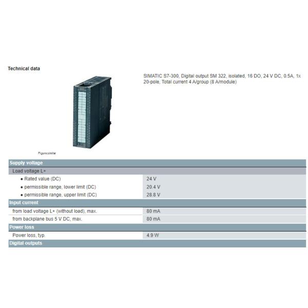 6ES7322-1BH01-0AA0 Siemens SIMATIC S7-300 Digital Output SM 322 Original Brand PLC