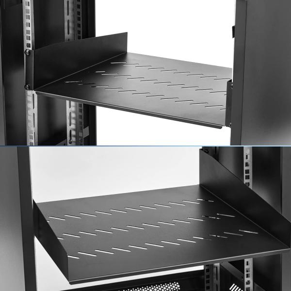 2U Server Rack Shelf Mount Tray 16" Deep for 19" Network Cabinet and Equipment