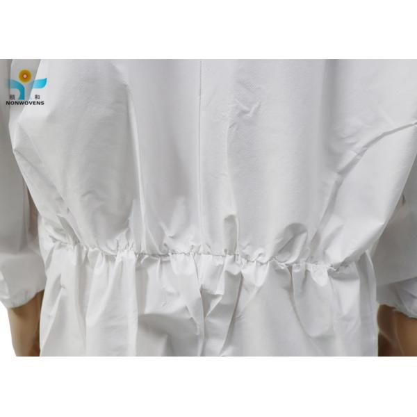White Blue Disposable Protective Coverall Elastic Cuff Dustproof With Breathable Material
