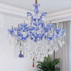 Luxury Mid Century Style Glass Crystal Chandelier Colorful Indoor Decorative