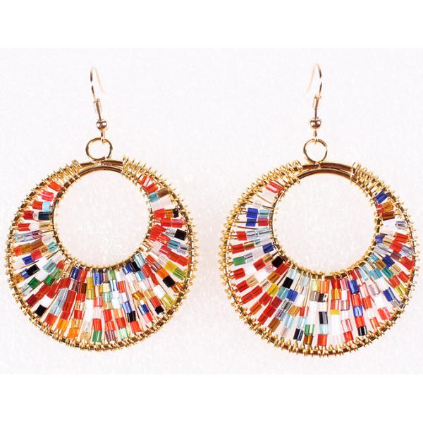 Buy Big fashion earrings retro color hand-knitting Cleopatra earrings Beads at wholesale prices