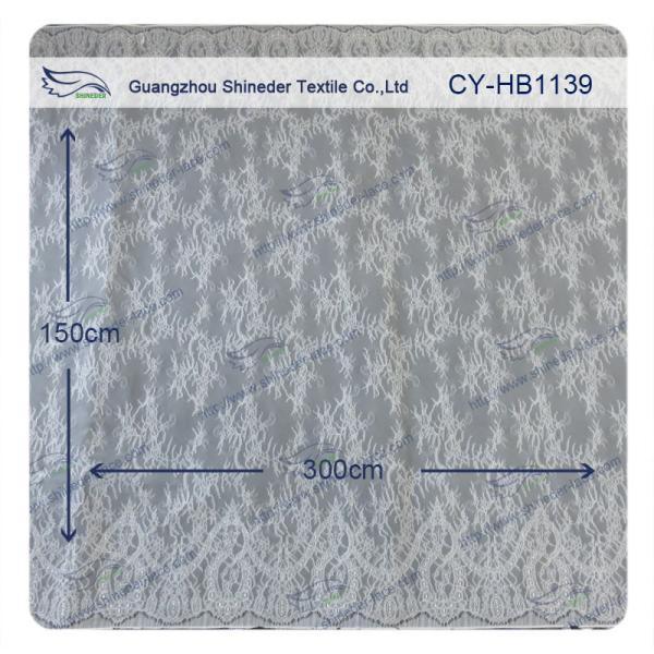 Wedding Dress Chantilly Lace 150x300cm / pc , Ivory Floral Fabric Scalloped Edged