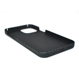 Plastic Ring Design Aramid Fiber Phone Case Black With Metal Plate