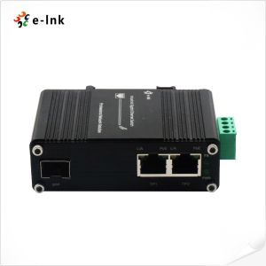 Industrial PoE++ Media Converter 60W Output Gigabit SFP Fiber Port