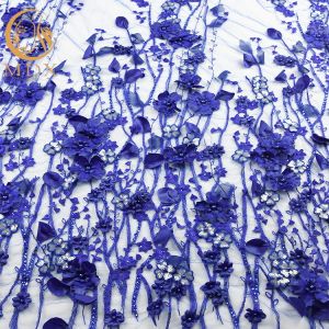 20% Polyester Wedding Lace Fabrics Decoration Floral Embroidered Mesh Fabric
