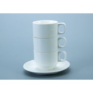Quality SGS White Stackable Ceramic Mug Cup With Handle for sale