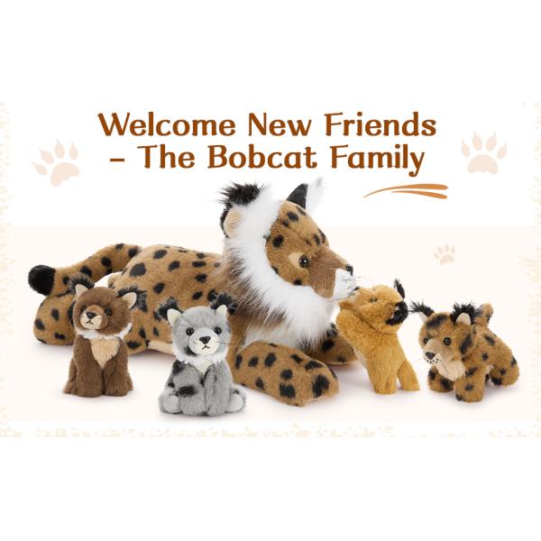 MorisMos 5-Piece 18-Inch Lynx Bobcat Stuffed Animals Soft Polyester Cotton Plush Toys Kids Boys Girls Perfect Birthday