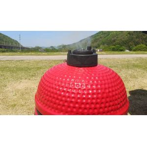 Red Glazed 15 Inch Kamado Grill Smoker Ceramic Charcoal Kitchenware
