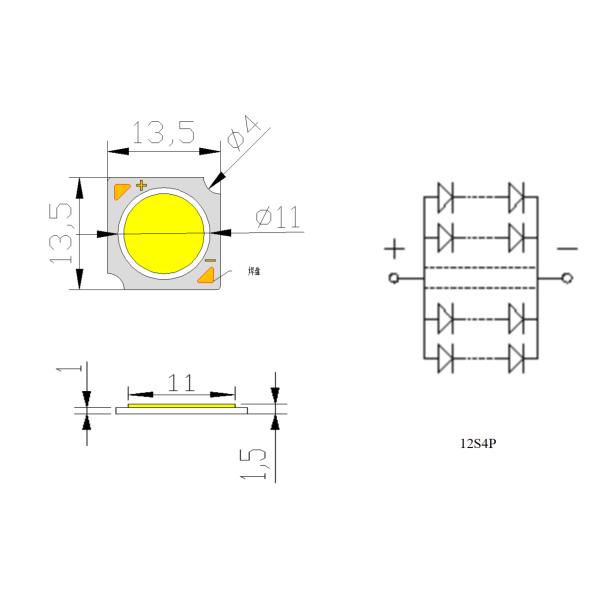 High CRI 1313 Chip LED COB 20W 4000K-6000K 600mA 34V -38V