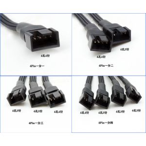 PWM Fan Splitter with 4-Pin PWM Connector and 300mm Braided Mesh Sleeve for PC