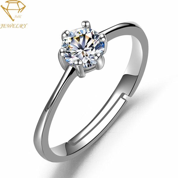 Buy Rhodium Plating 925 Sterling Silver Diamond Ring Pave Setting at wholesale prices