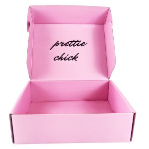 Flat Cardboard Custom Mailer Boxes Printed Pink