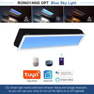 Quality 1200x300 Durable Artificial LED Skylight Ceiling Panel 100W 5500 lumen for sale