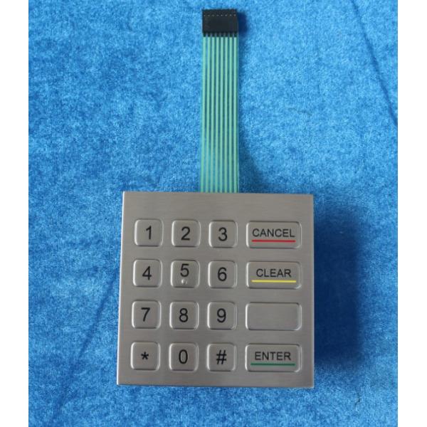 IP65 Dynamic 0.45mm Stroke FFC Cable Metal Numeric Keypad