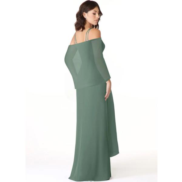 Luxury Nude Green Chiffon Shawl Spaghetti Straps Sleeveless V-line Factory Plus Size Sheath