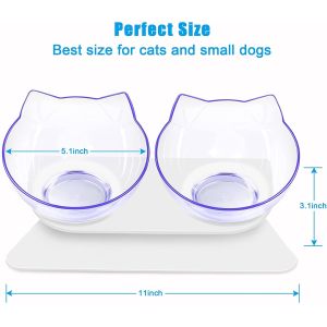 Elevated 15 Degree Tilted Raised Cat Bowls ABS Material