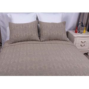 100% Linen Cotton Bedspreads And Coverlets Plain Dyed Geometric Embroidered