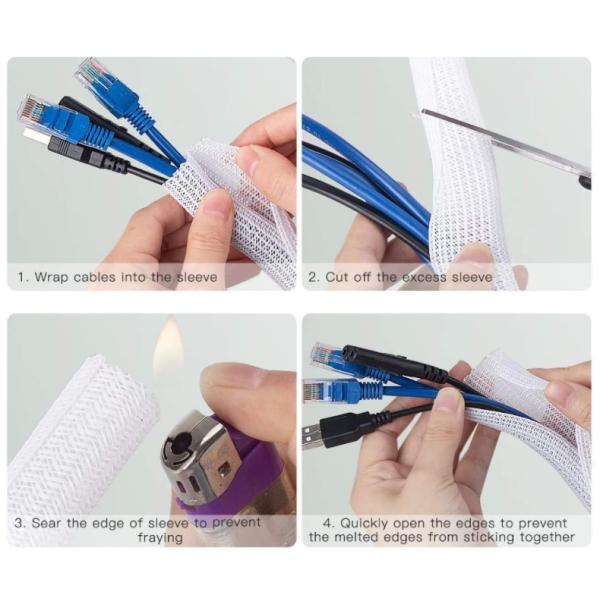 PET Monofilament Self Wrapping Split Braided Sleeving For Cable Protection