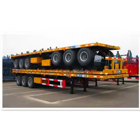 CIMC 2.00" King Pin 3mm Anti Slip Floor Plate With 12R22.5 Tire Specs 12 Set Twist Lock Flatbed Semi Trailer