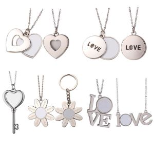 Sublimation Heart Shape Sliding Silver Locket Necklace Custom Printing
