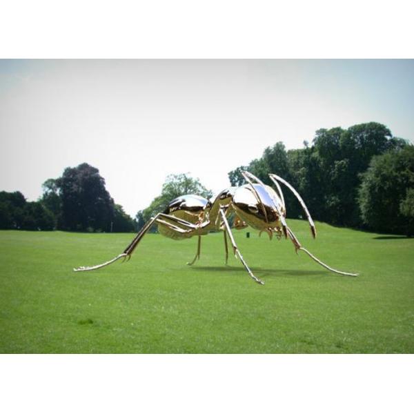 Large Polished Stainless Steel Garden Sculptures , Metal Ant Sculpture