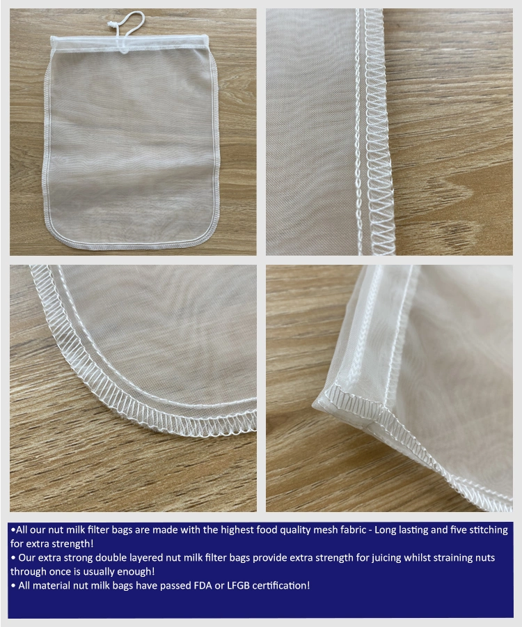 Food Grade Nylon Mesh Milk Coffee Filter Bag with Drawstring