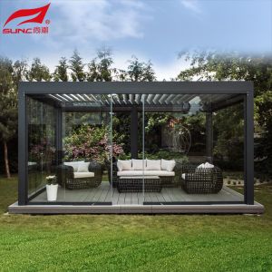 Smart Remote Controlled Aluminum Garden Pergola Waterproof Windproof Gazebo