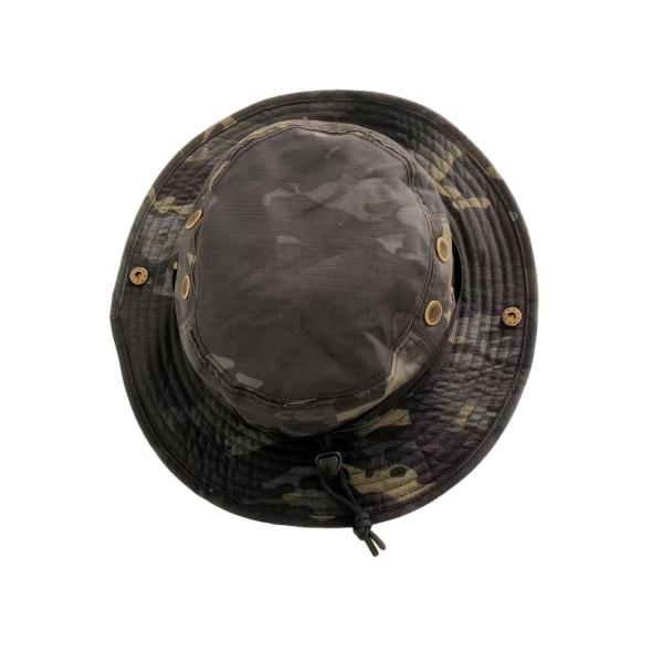 Outdoor Camping Camouflage Tactical Round Brim Hat With Breathable Mesh Custom Cotton Travel Fisherman's Hat