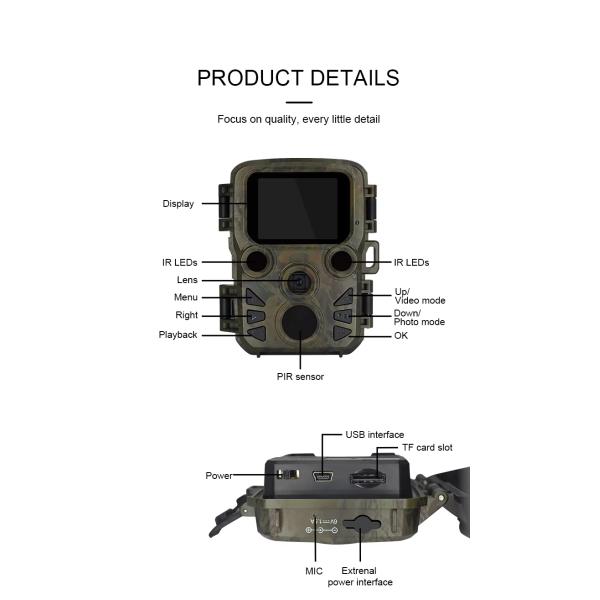 4K HD Outdoor Game Trail Infrared Camera with Night Vision Solar Powered for Observe Outdoor Wild Animals