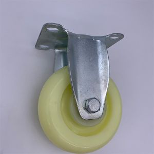 PA White Nylon Wheel Caster 5 Inch Rigid Plate