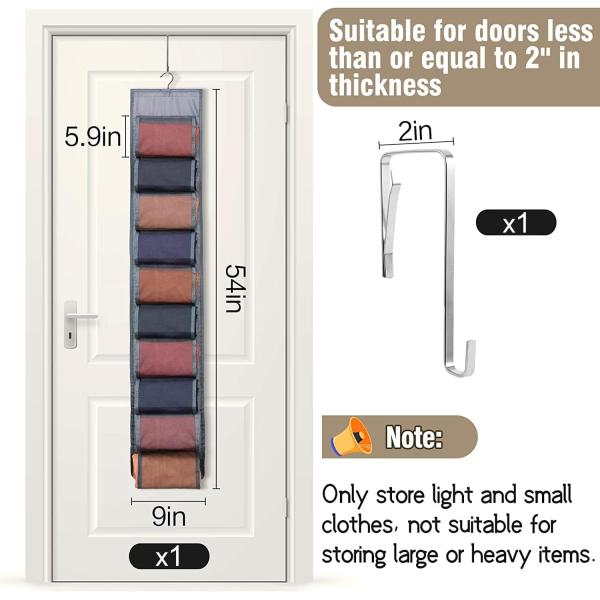 Legging Storage Organizer For Closet, Hanging Closet Organizer System, Grey Clothes Closets Holder With 20 Roll