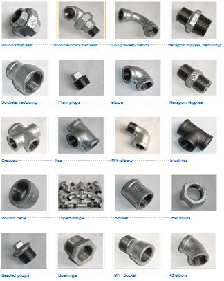 malleable cast iron pipe fittings,casting pipe fitting, A variety of standard threaded fittings, pipe fitting