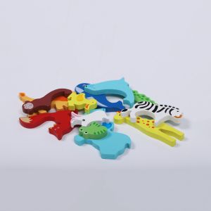 Educational 3D Wooden Custom Printed Puzzles Creative Animal Theme