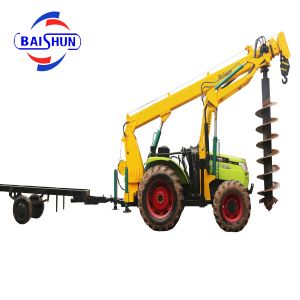 High efficient wooden pole erecting pit boring machine