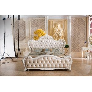 China Luxury Bedroom Leather Tulip Bed Cheap Classic European Bed 9008 on sale