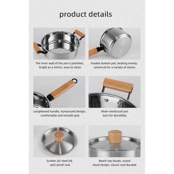 Factory Direct 3 Pieces Cooking Pot Set Kitchen Wares Set Pots And Pans Cookware Sets Cooking With Wooden Handle