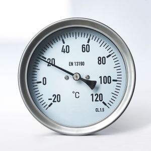 Angle Bimetal Thermometer 100mm Dial SUS 304 Bimetal Temperature Gauge