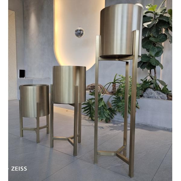 Buy Garden Multifunctional Stainless Steel Planter Pots Round Cylinder With Stand at wholesale prices