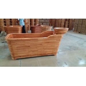 wooden bathtub, bath tub