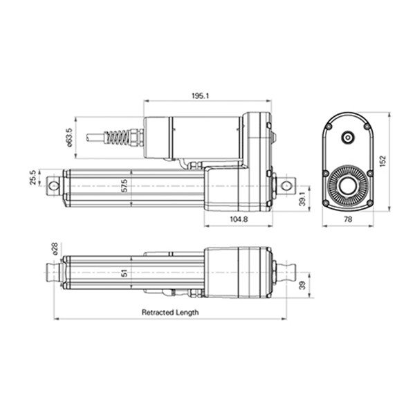 Heavy Duty Water Resistant Linear Actuator 24V IP66 2500N