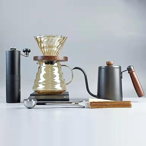 600ML Nordic Portable Pour-Over Coffee Server Drip Set with Heat-Resistant Glass Pot