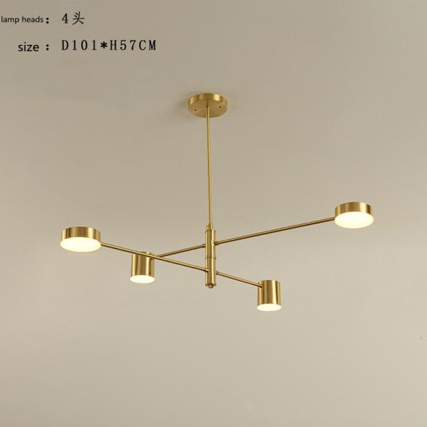 Nordic Copper Droplight Six Heads Modern Pendant Light