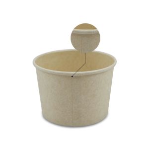 Disposable biodegradable 270ml sugarcane pulp PLA bagasse paper soup bowl