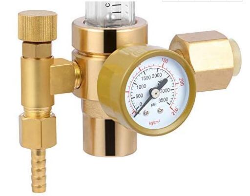 CO2 Gas Regulator Full Copper Flowmeter for Mig Welding Brass Yellow Valves Included